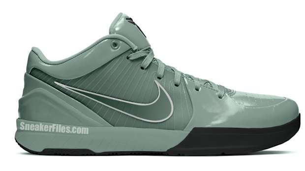 Side view of Kobe Bryant's green and black Nike shoe.